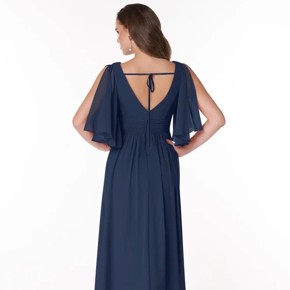 New Azazie “Temeka” Dark Navy Floor Length Bridesmaids Dress - Picture 2 of 12